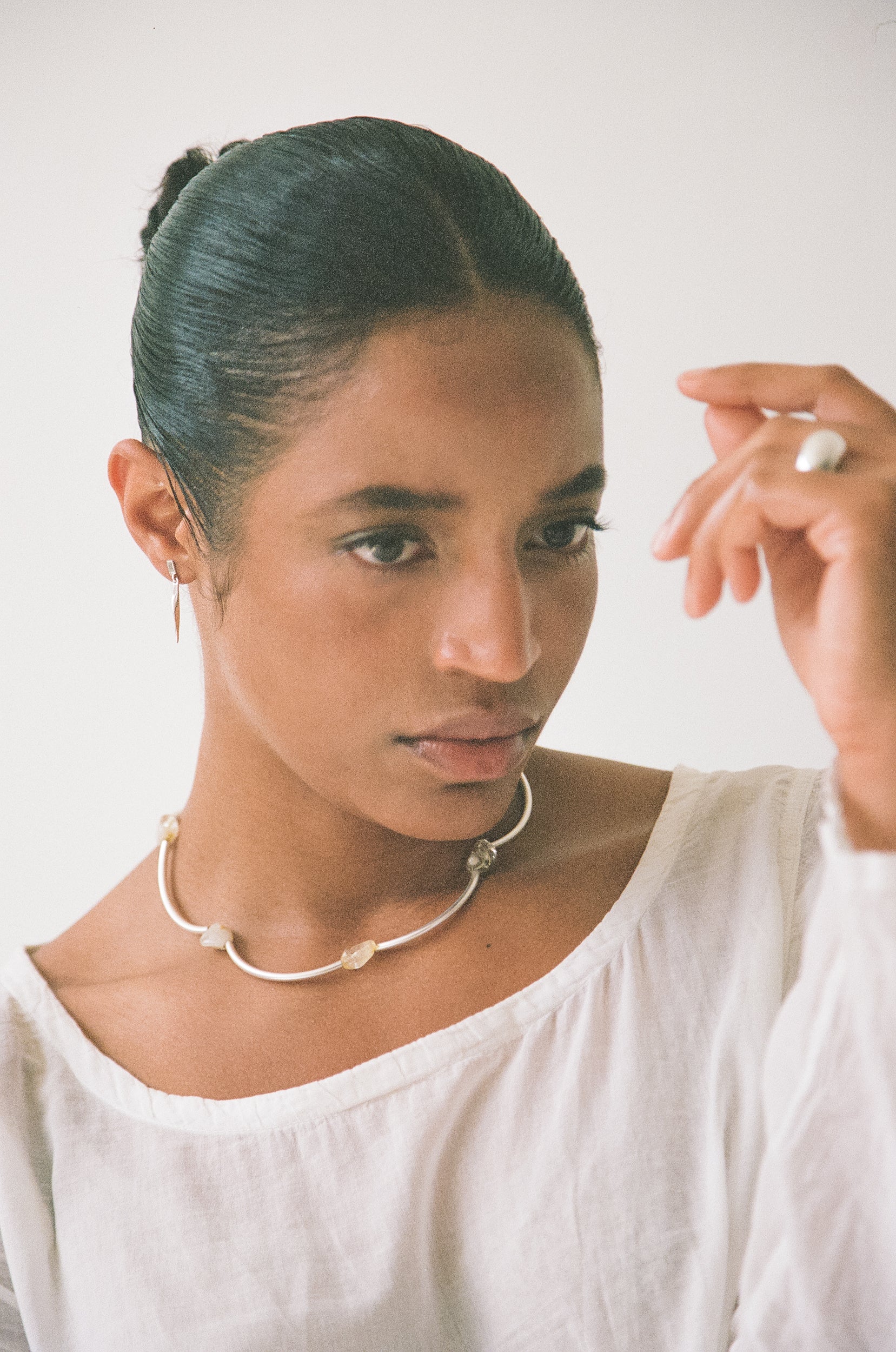 Citrine Curved Link Necklace